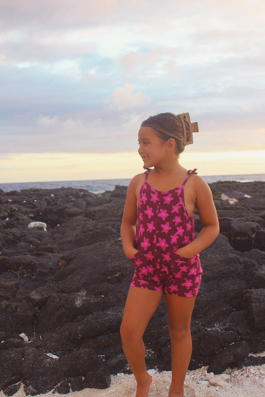 Layla ʻŌpio Romper - Magenta Orchid