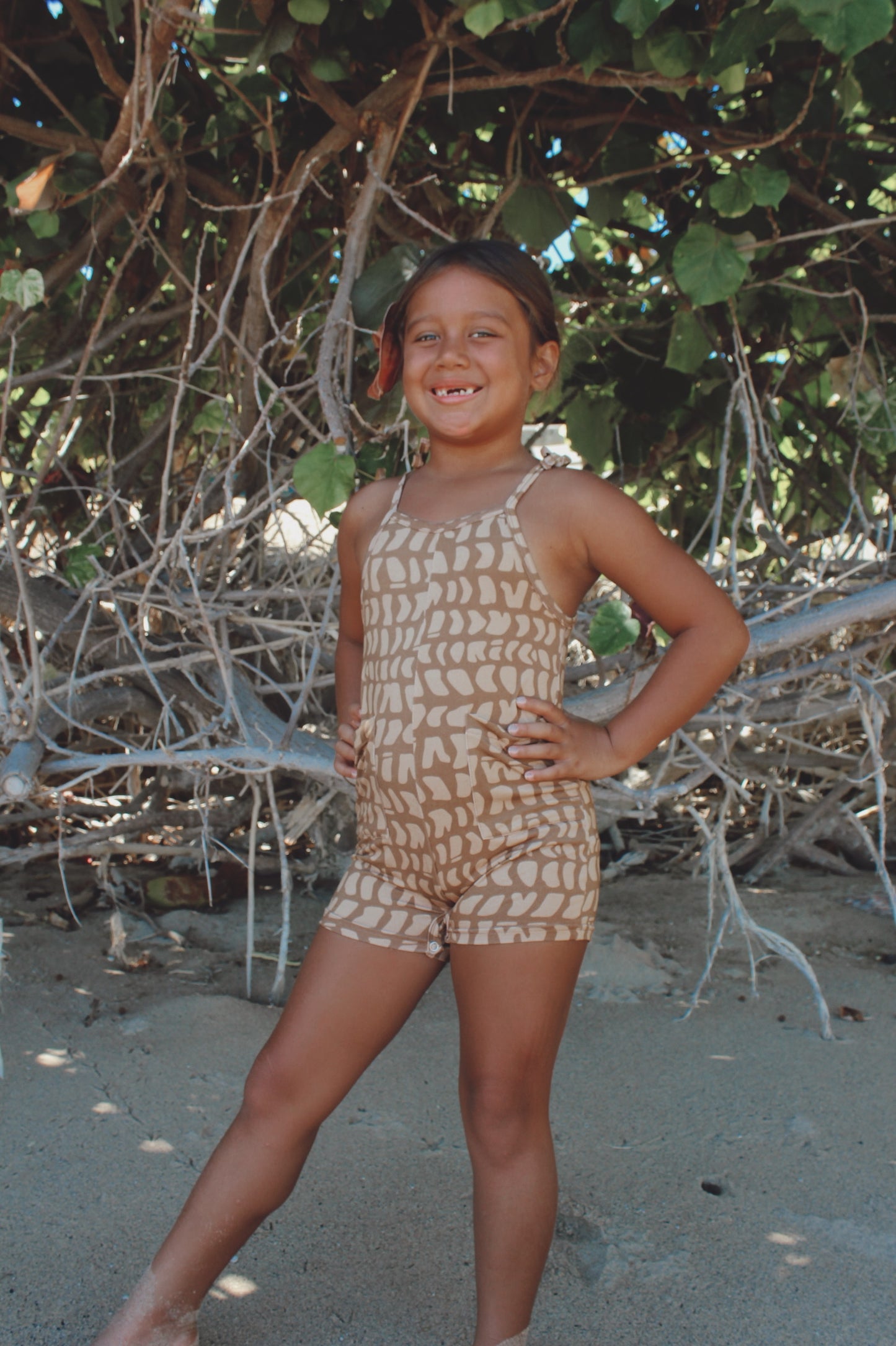 Layla Honey Romper - Hebrew Hazelnut